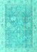 Machine Washable Oriental Turquoise Traditional Area Rugs, wshabs4331turq