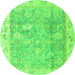 Round Oriental Green Traditional Rug, abs4331grn