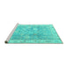 Sideview of Machine Washable Oriental Turquoise Traditional Area Rugs, wshabs4331turq