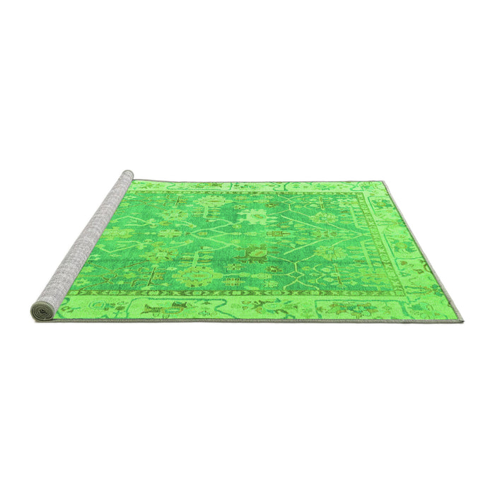 Sideview of Machine Washable Oriental Green Traditional Area Rugs, wshabs4331grn