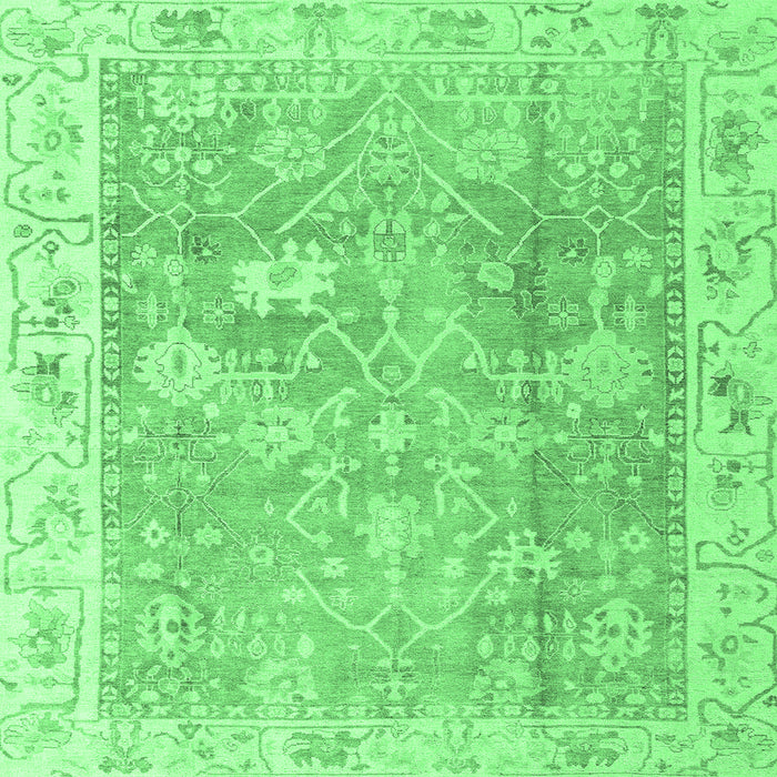 Square Machine Washable Oriental Emerald Green Traditional Area Rugs, wshabs4331emgrn