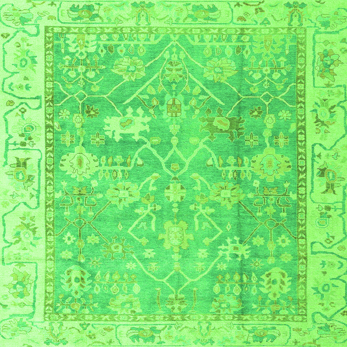 Square Oriental Green Traditional Rug, abs4331grn