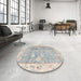 Round Abstract Dark Gray Oriental Rug in a Office, abs4331