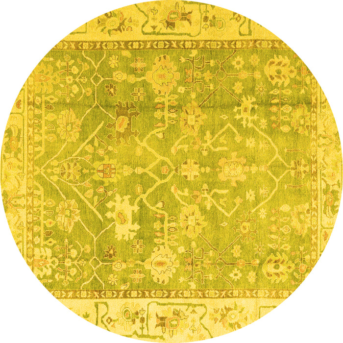 Round Oriental Yellow Traditional Rug, abs4331yw