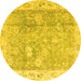 Round Oriental Yellow Traditional Rug, abs4331yw