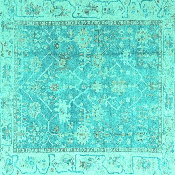 Square Oriental Turquoise Traditional Rug, abs4331turq