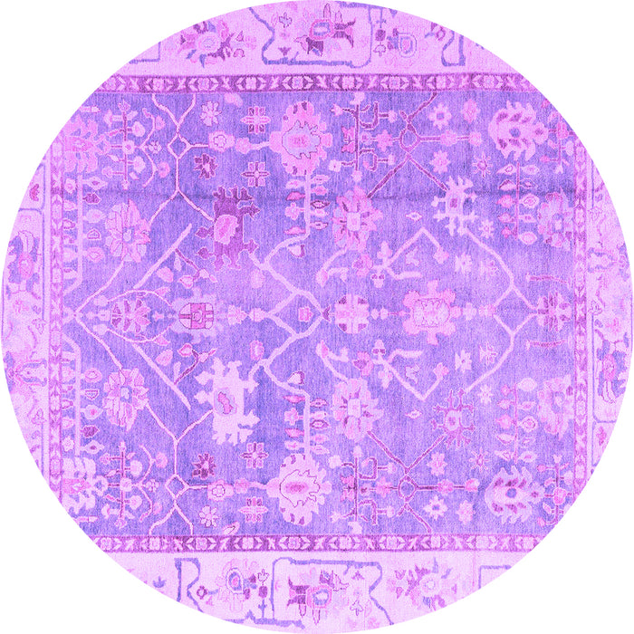Round Oriental Purple Traditional Rug, abs4331pur