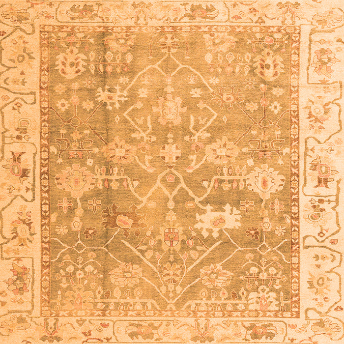Square Machine Washable Oriental Orange Traditional Area Rugs, wshabs4331org