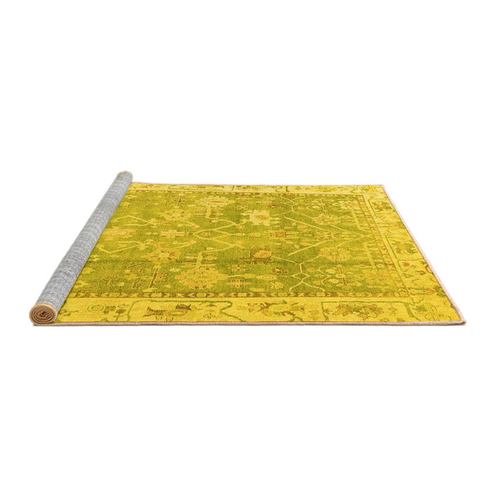 Sideview of Machine Washable Oriental Yellow Traditional Rug, wshabs4331yw