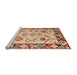 Sideview of Machine Washable Abstract Red Rug, wshabs4332