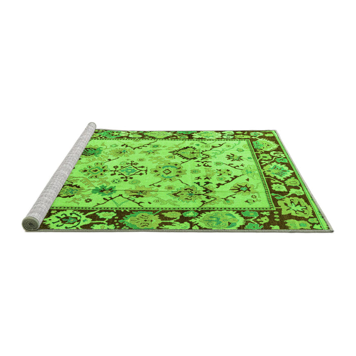 Sideview of Machine Washable Abstract Green Modern Area Rugs, wshabs4332grn