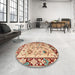 Round Abstract Red Modern Rug in a Office, abs4332