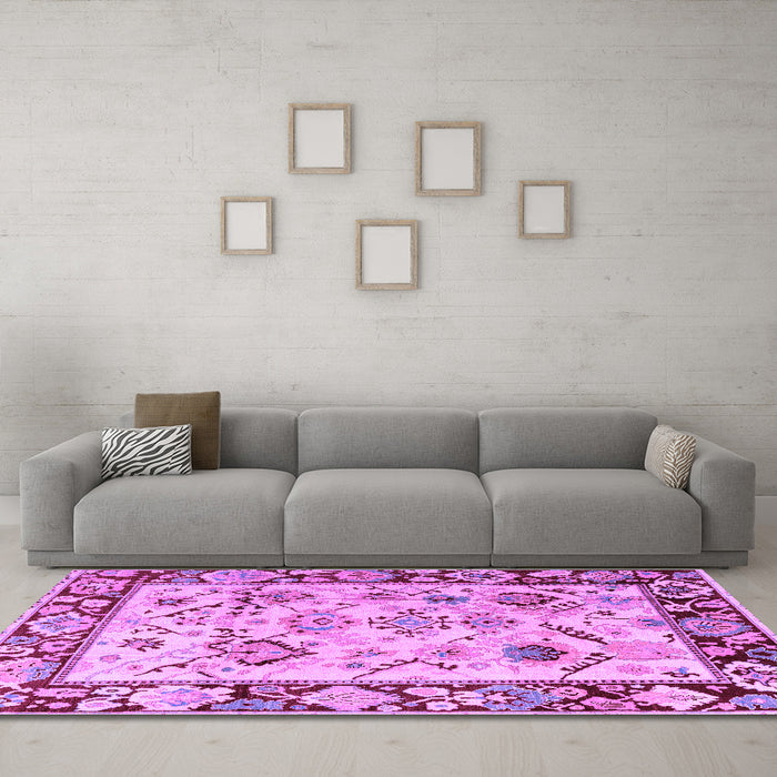 Machine Washable Abstract Purple Modern Area Rugs in a Living Room, wshabs4332pur