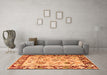 Machine Washable Abstract Orange Modern Area Rugs in a Living Room, wshabs4332org