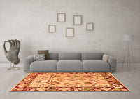 Machine Washable Abstract Orange Modern Rug, wshabs4332org