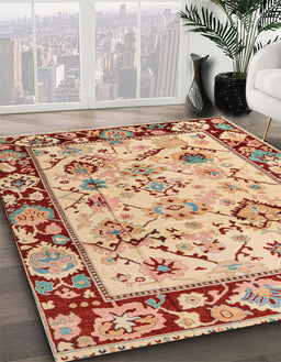 Abstract Red Modern Rug in Family Room, abs4332