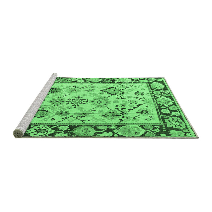 Sideview of Machine Washable Abstract Emerald Green Modern Area Rugs, wshabs4332emgrn