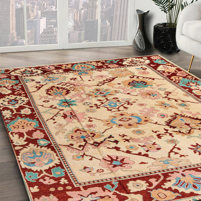 Machine Washable Abstract Red Rug in a Family Room, wshabs4332