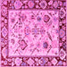 Square Machine Washable Abstract Pink Modern Rug, wshabs4332pnk