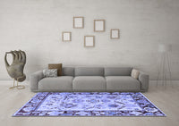 Machine Washable Abstract Blue Modern Rug, wshabs4332blu