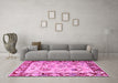 Machine Washable Abstract Pink Modern Rug in a Living Room, wshabs4332pnk