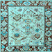 Square Abstract Light Blue Modern Rug, abs4332lblu