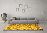 Machine Washable Abstract Yellow Modern Rug, wshabs4332yw