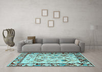 Machine Washable Abstract Light Blue Modern Rug, wshabs4332lblu