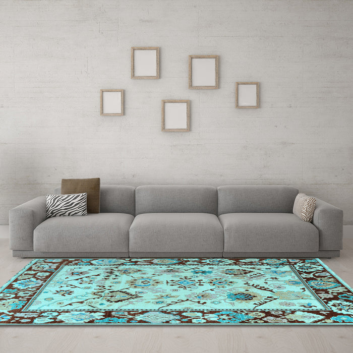 Machine Washable Abstract Light Blue Modern Rug in a Living Room, wshabs4332lblu