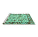 Sideview of Machine Washable Abstract Turquoise Modern Area Rugs, wshabs4332turq