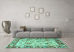 Machine Washable Abstract Turquoise Modern Area Rugs in a Living Room,, wshabs4332turq