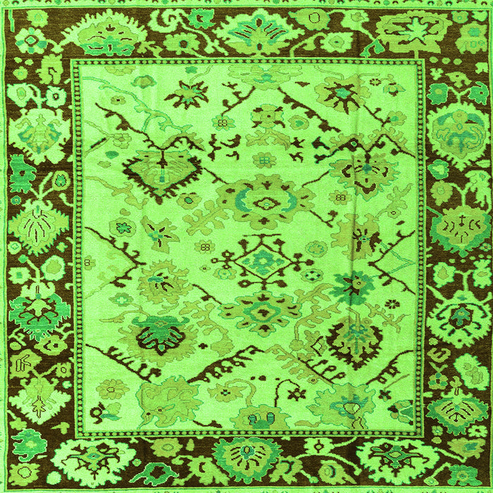 Square Machine Washable Abstract Green Modern Area Rugs, wshabs4332grn