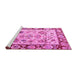 Sideview of Machine Washable Abstract Pink Modern Rug, wshabs4332pnk