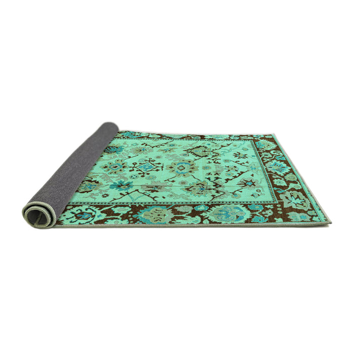 Sideview of Abstract Turquoise Modern Rug, abs4332turq