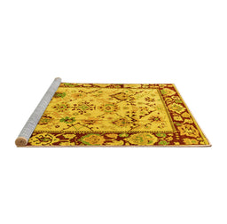 Sideview of Machine Washable Abstract Yellow Modern Rug, wshabs4332yw