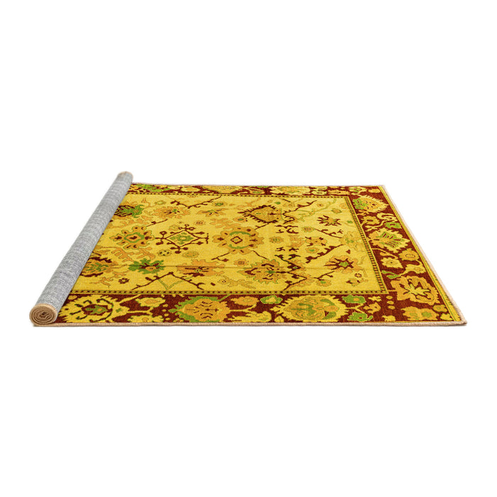 Sideview of Machine Washable Abstract Yellow Modern Rug, wshabs4332yw