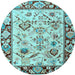 Round Machine Washable Abstract Light Blue Modern Rug, wshabs4332lblu