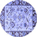 Round Abstract Blue Modern Rug, abs4332blu