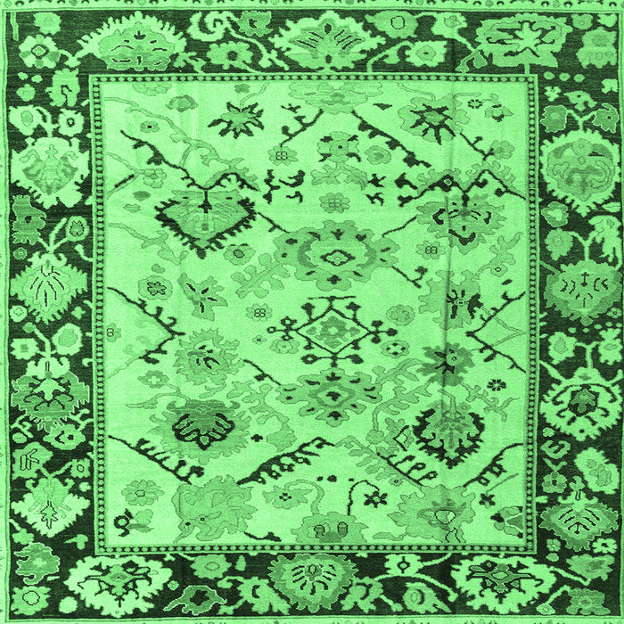 Square Machine Washable Abstract Emerald Green Modern Area Rugs, wshabs4332emgrn