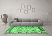 Machine Washable Abstract Emerald Green Modern Area Rugs in a Living Room,, wshabs4332emgrn