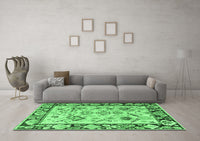 Machine Washable Abstract Emerald Green Modern Rug, wshabs4332emgrn