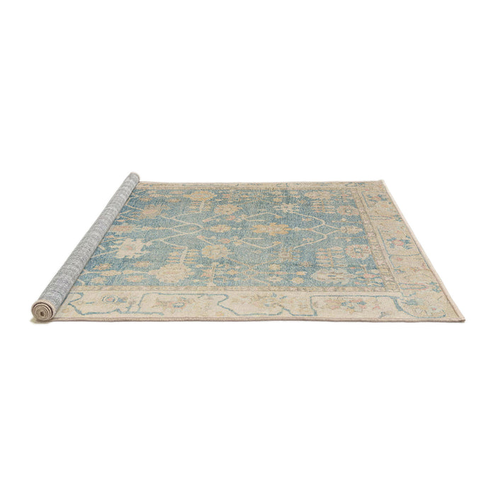 Sideview of Machine Washable Abstract Sage Green Rug, wshabs4333