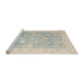 Sideview of Machine Washable Abstract Sage Green Rug, wshabs4333