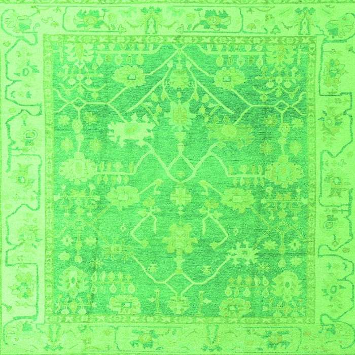 Square Machine Washable Oriental Green Traditional Area Rugs, wshabs4333grn