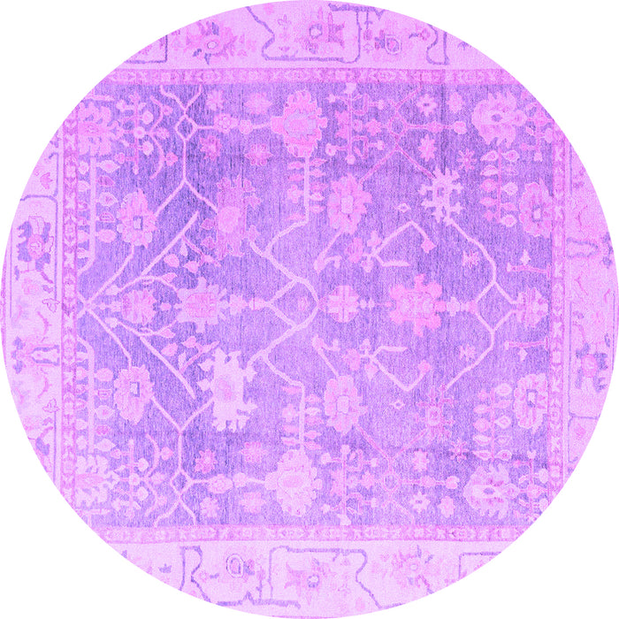 Round Machine Washable Oriental Purple Traditional Area Rugs, wshabs4333pur
