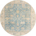 Round Abstract Sage Green Oriental Rug, abs4333