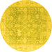 Round Oriental Yellow Traditional Rug, abs4333yw