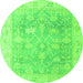 Round Oriental Green Traditional Rug, abs4333grn