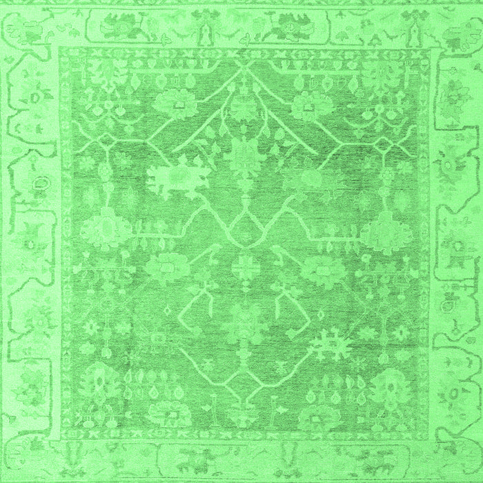 Square Machine Washable Oriental Emerald Green Traditional Area Rugs, wshabs4333emgrn