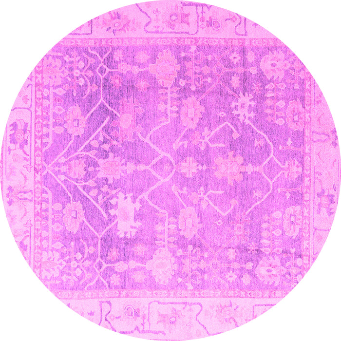 Round Machine Washable Oriental Pink Traditional Rug, wshabs4333pnk